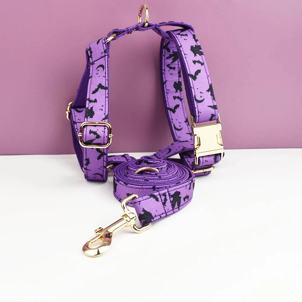Violet Personalized Dog Collar, Leash & Harness Set