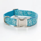 Multi Personalized Print Floral Cotton Adjustable Dog Collars -  Engravable