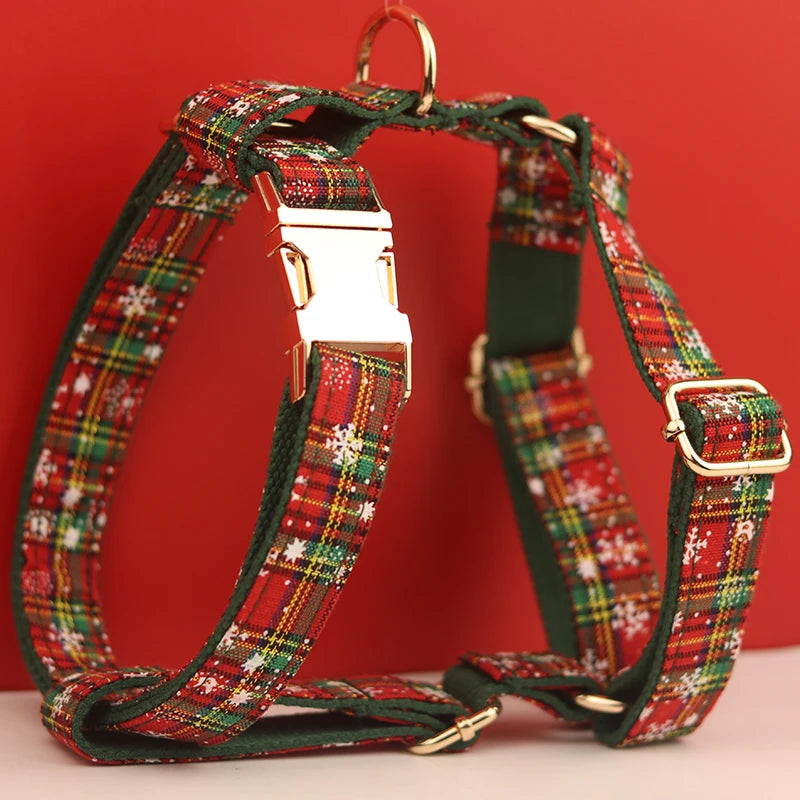 Christmas Personalized Dog Collar, Leash & Harness Set