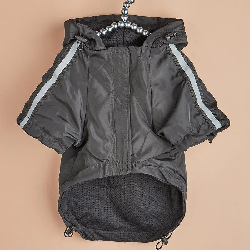 Reflective Large Dog Raincoat – Waterproof Camouflage Hooded Jumpsuit for Outdoor Protection