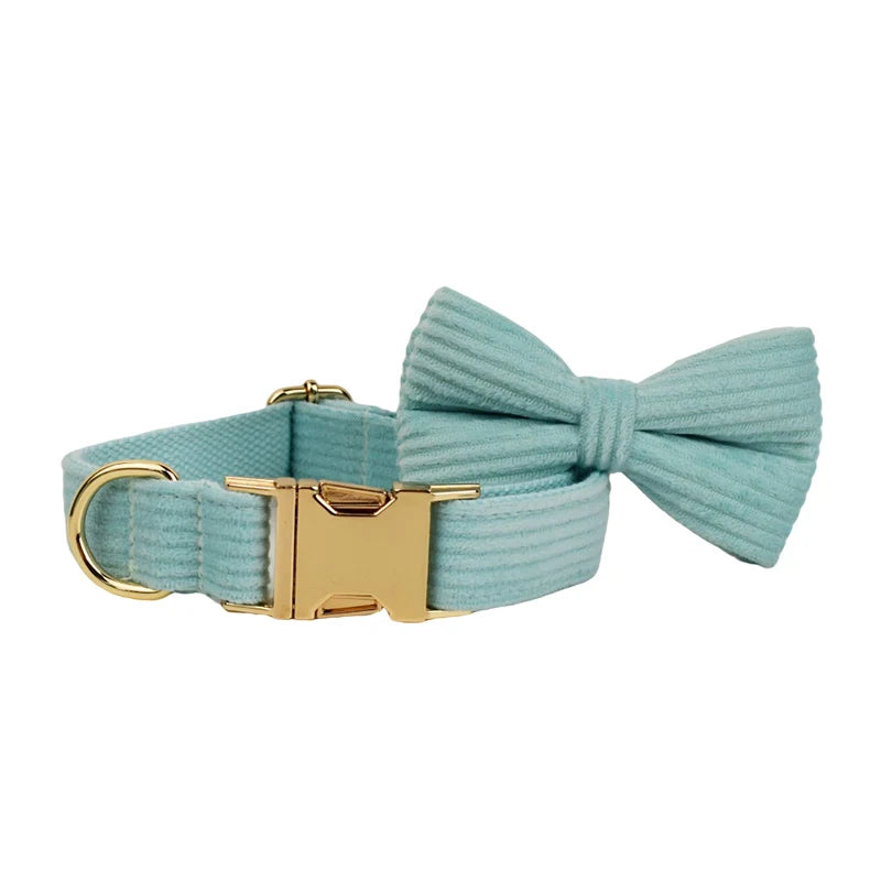 Lake Green Corduroy Personalized Dog Collar, Leash & Harness Set