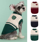 Warm Knitted Dog Sweater – College Style Pullover for Small & Medium Dogs