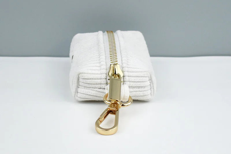 White Corduroy Personalized Dog Collar, Leash & Harness Set