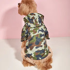 Reflective Large Dog Raincoat – Waterproof Camouflage Hooded Jumpsuit for Outdoor Protection