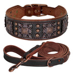Real Leather Dog Collar & Leash Set – Durable Padded Luxury Design for Medium & Large Dogs