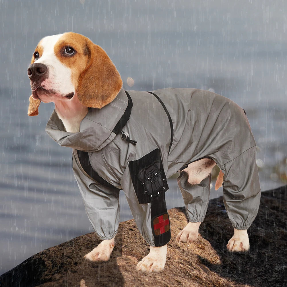 Reflective Waterproof Dog Raincoat – Lightweight Hooded Jacket for Medium & Large Dogs