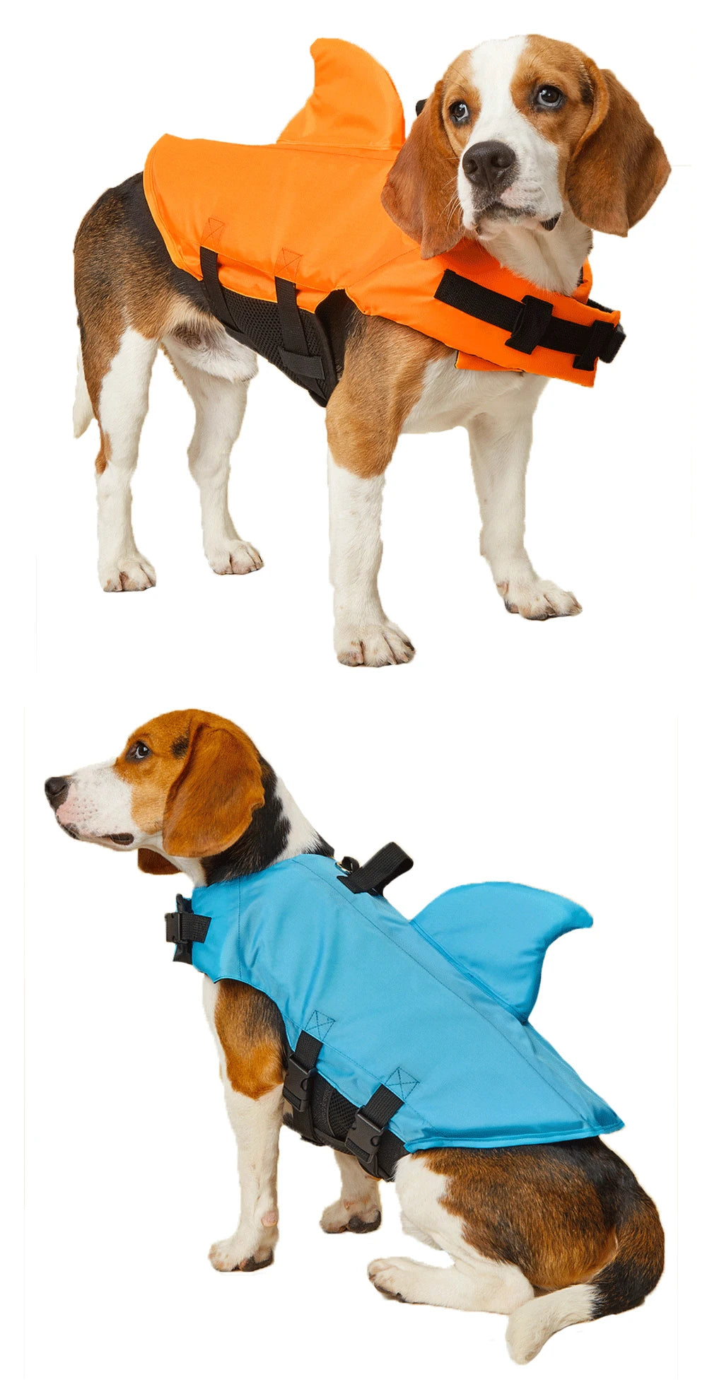 Shark Dog Life Jacket – Adjustable Buoyancy Safety Vest with Handle for Small to Large Dogs
