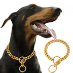 Stainless Steel Cuban Chain Dog Collar – Durable Training & Walking Metal Collar