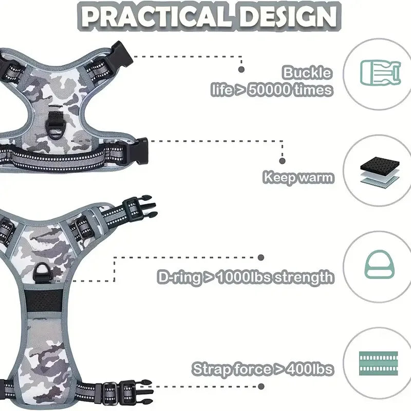 Reflective No-Pull Dog Harness – Easy Walking Training Harness with Handle