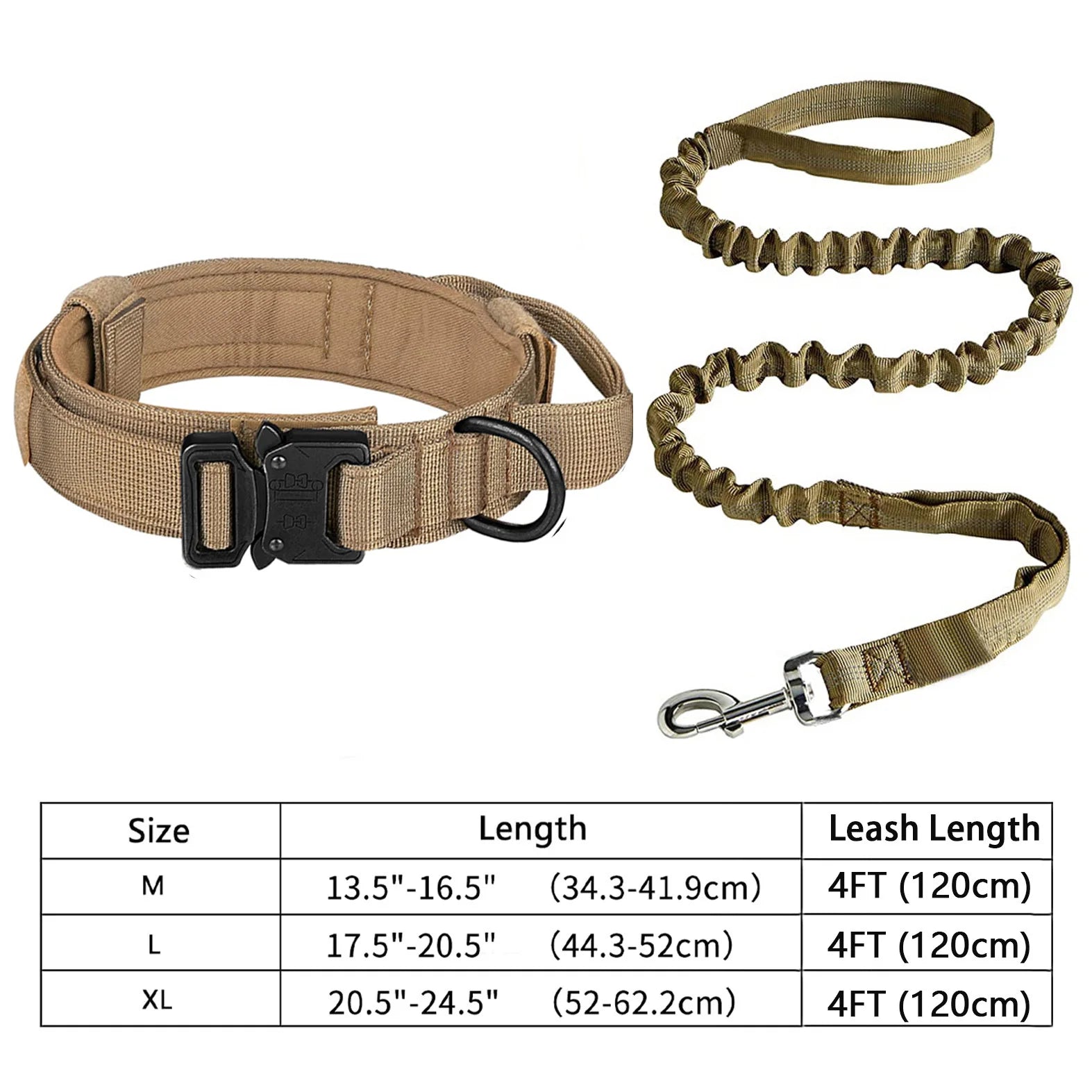 Heavy-Duty Tactical Dog Collar & Leash Set – Adjustable Military-Grade Design for All Dogs