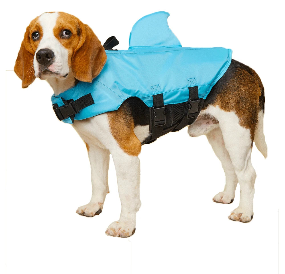 Shark Dog Life Jacket – Adjustable Buoyancy Safety Vest with Handle for Small to Large Dogs
