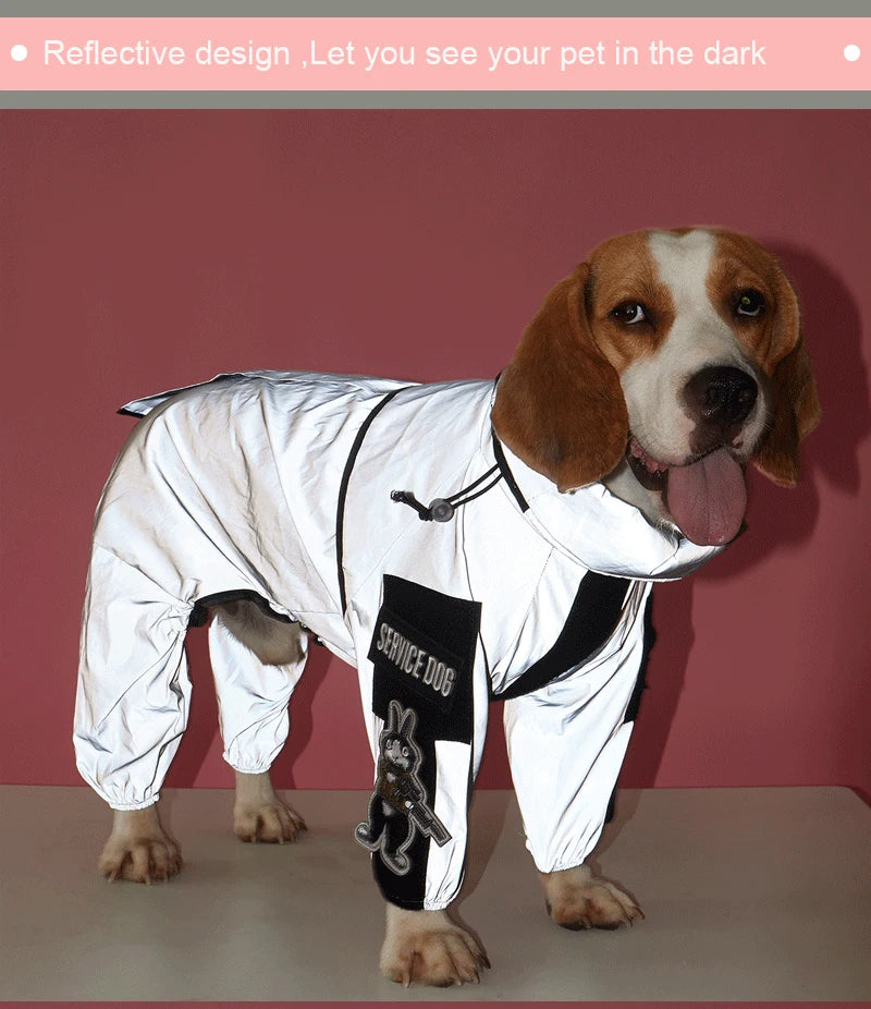 Reflective Waterproof Dog Raincoat – Lightweight Hooded Jacket for Medium & Large Dogs