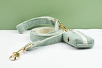 High Quality Light Green Corduroy Dog Collar, Harness & Leash Set – Personalized Engraved Nameplate, Padded