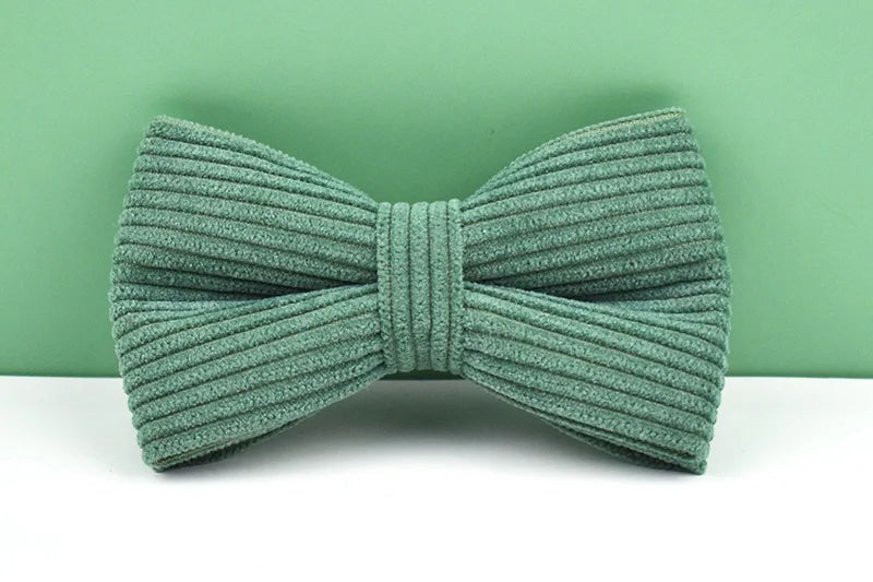 Dark Green Corduroy Personalized Dog Collar, Leash & Harness Set