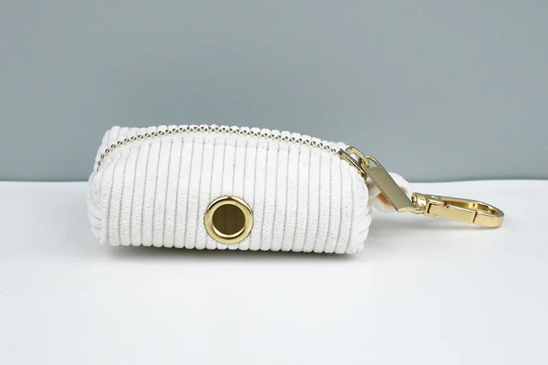 White Corduroy Personalized Dog Collar, Leash & Harness Set