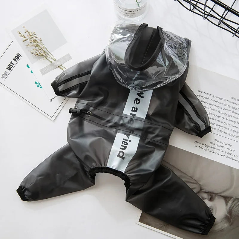 Transparent Hooded Dog Raincoat – Full-Body Waterproof PU Jacket for All Breeds