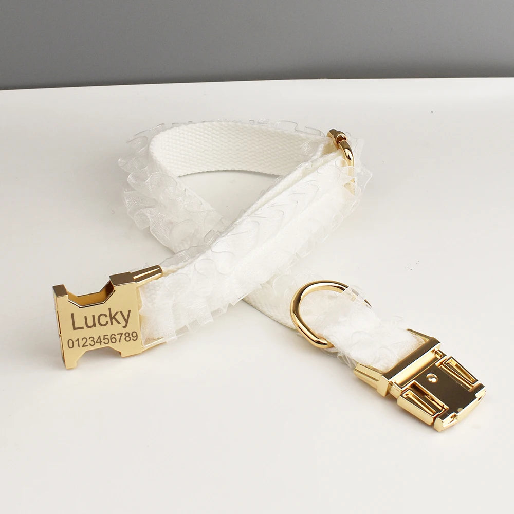 Wedding Personalized Dog Collar, Leash & Harness Set