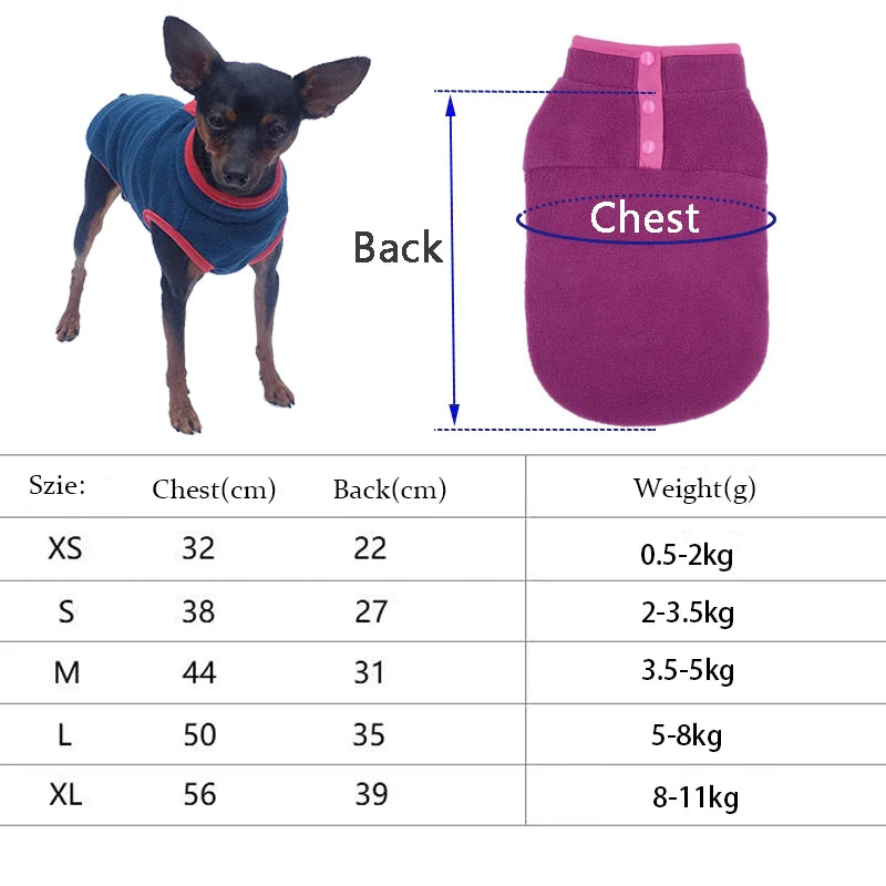 Fleece Dog Vest – Warm & Cozy Jacket for Small Dogs and Cats