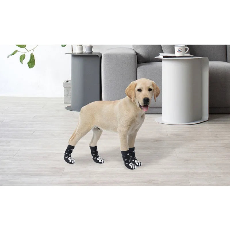 Anti-Slip Dog Socks with Adjustable Straps – 4Pcs Set for Indoor Paw Protection