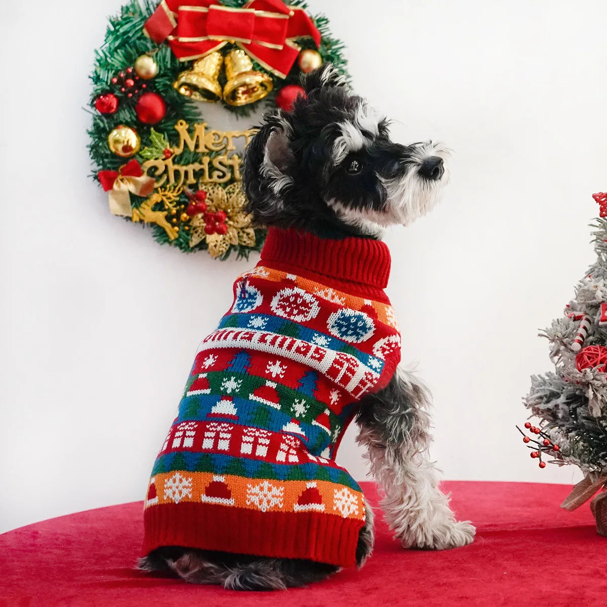 Thick Winter Dog Sweater – Warm Turtleneck Christmas Pullover for Small & Medium Dogs