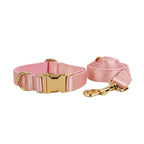 Satin Pink Wedding Dog Collar Leash Harness Set
