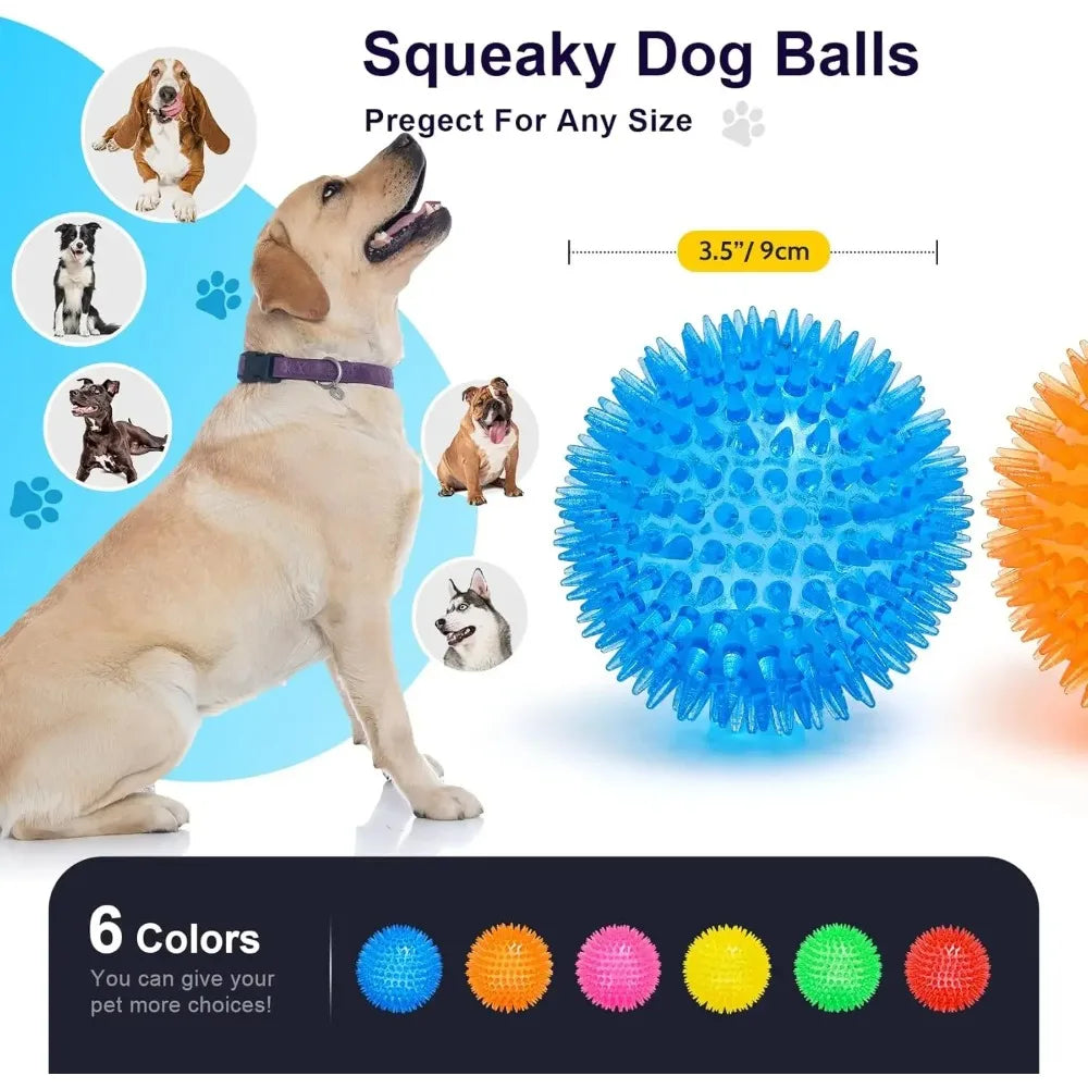 Squeaky Spiky Dog Ball – Durable Chew Toy for Teething Puppies & Aggressive Chewers