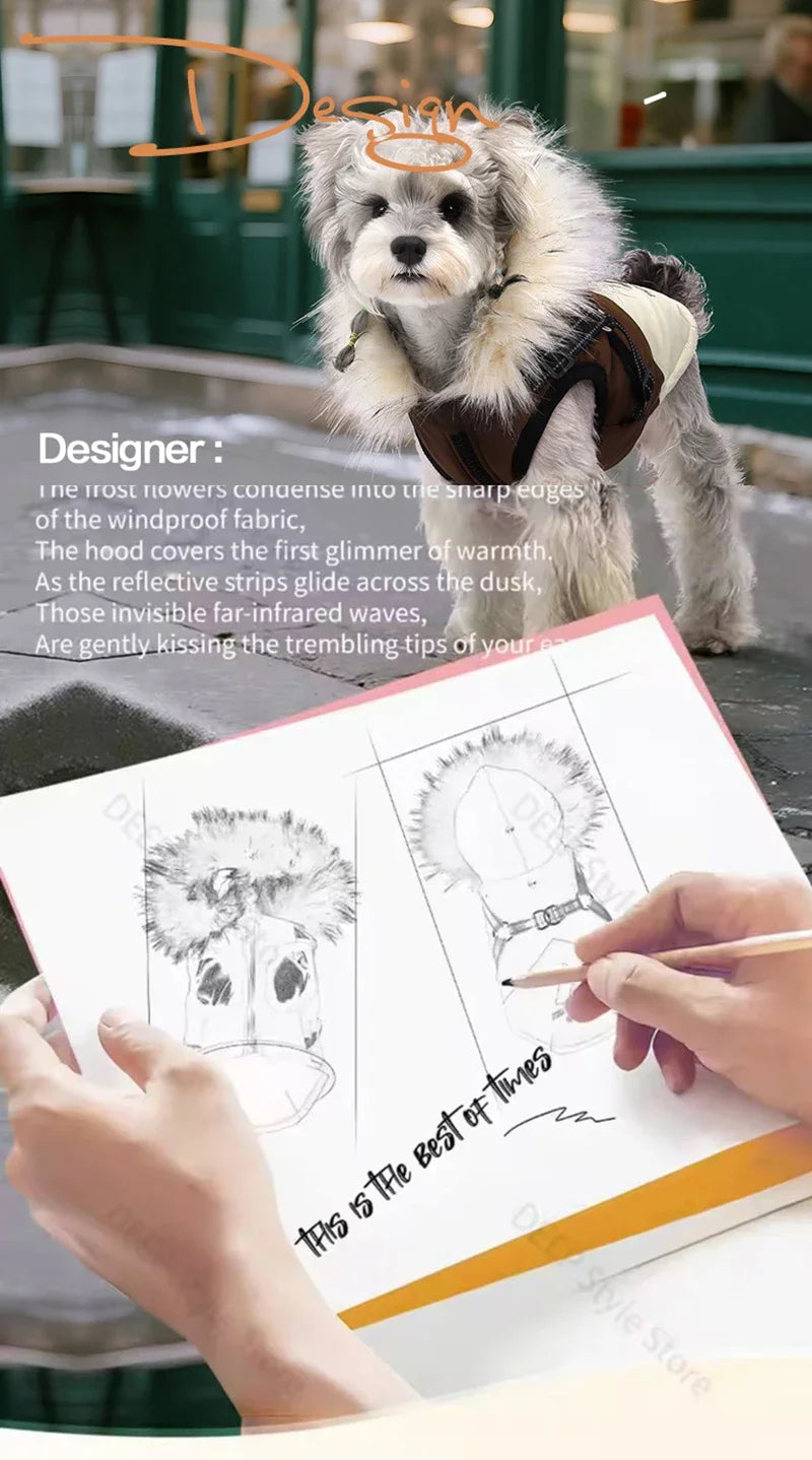 Fleece Hooded Dog Winter Coat – Soft Plush Cotton Vest for Warmth and Comfort