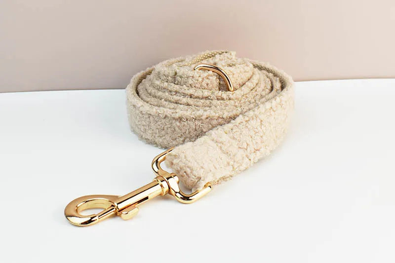 Teddy Velvet Personalized Dog Collar, Leash & Harness Set