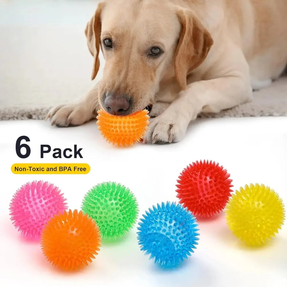 Squeaky Spiky Dog Ball – Durable Chew Toy for Teething Puppies & Aggressive Chewers