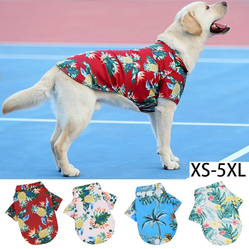 Hawaiian Beach Dog T-Shirt – Lightweight Summer Outfit for Small Dogs & Cats