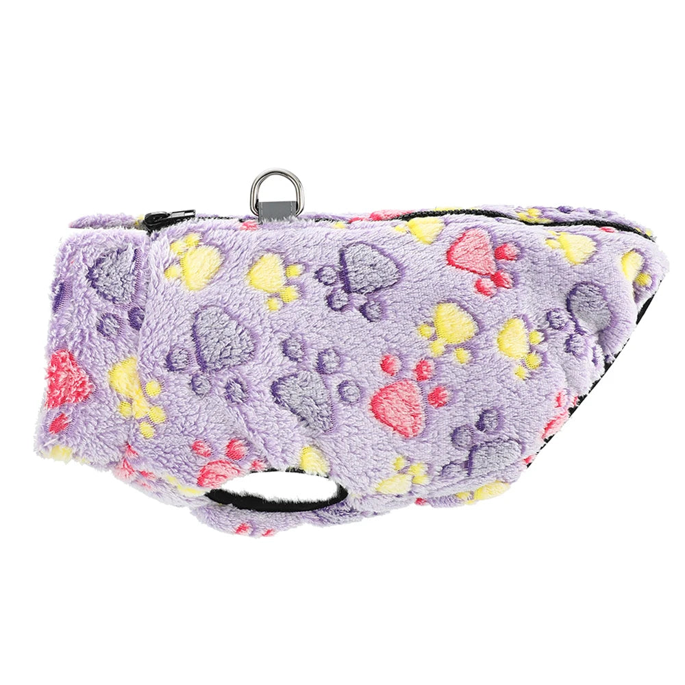 Fleece Winter Dog Jacket – Warm Adjustable Vest with D-Ring for Small Dogs