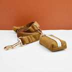 Light Coffee Color Velvet Personalized Dog Collar, Leash & Harness Set