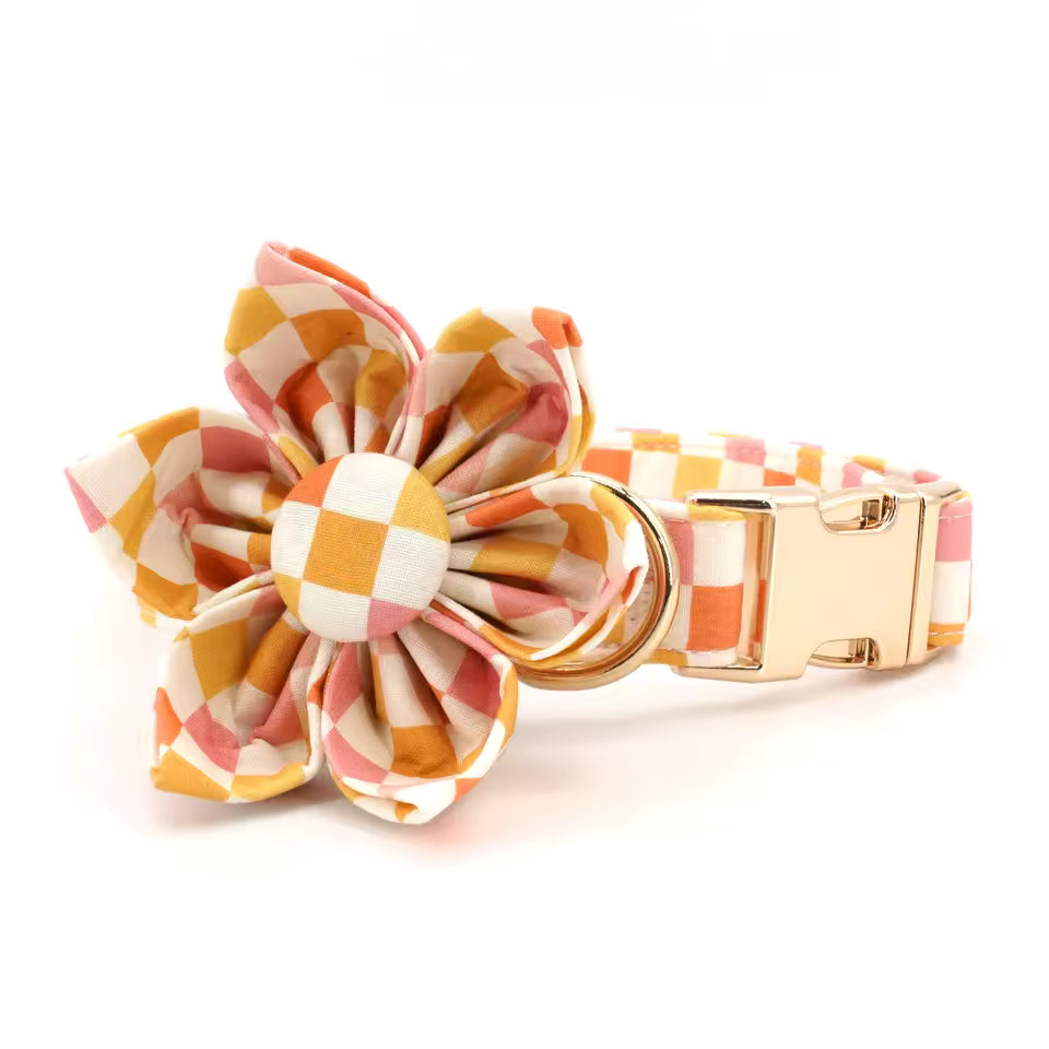 Sunset Picnic Floral Dog Collar and Leash Set