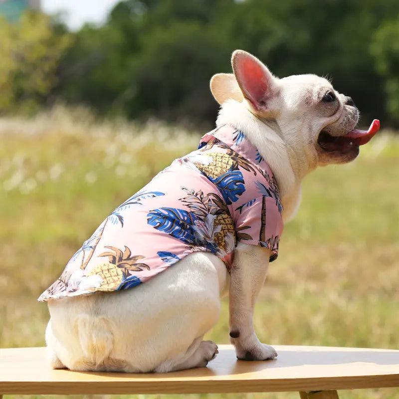 Hawaiian Beach Dog Shirt – Lightweight Summer Pet T-Shirt for Small & Medium Dogs