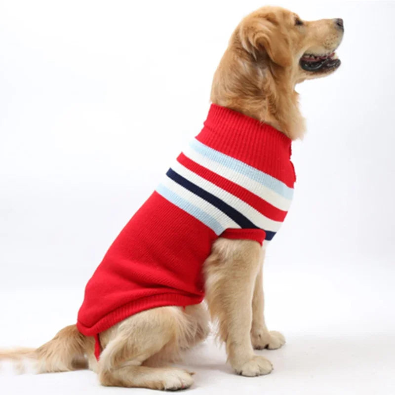 Winter Knitted Dog Sweater – Warm Striped Pullover for Small to Large Dogs