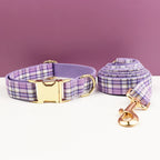 Multi Plaid Personalized Dog Bowtie Collar, Leash Set And Harness Set - Engravable Best Gift For Dog Lover