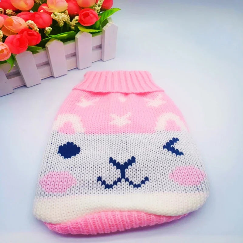 Christmas Vintage Dog Sweater – Holiday Reindeer & Red Heart Design for Small Dogs