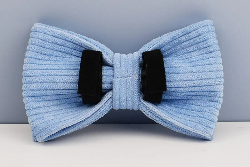 Blue Corduroy Personalized Dog Collar, Leash & Harness Set