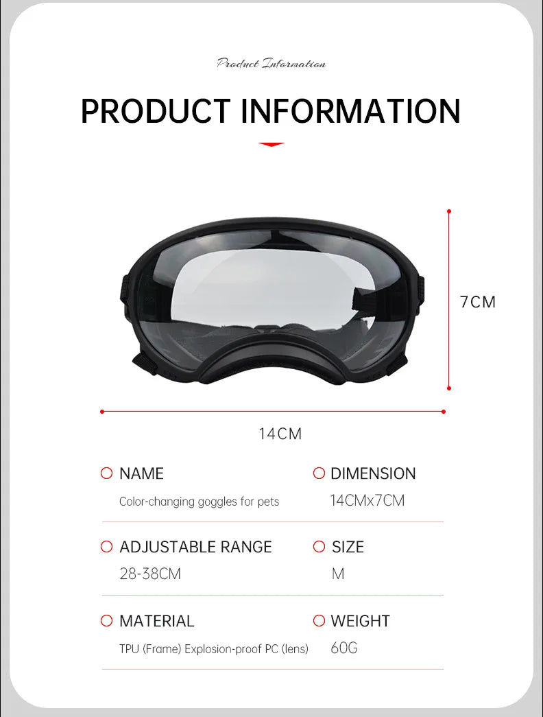 Color-Changing Dog Sunglasses – UV-Resistant Goggles for Outdoor Protection
