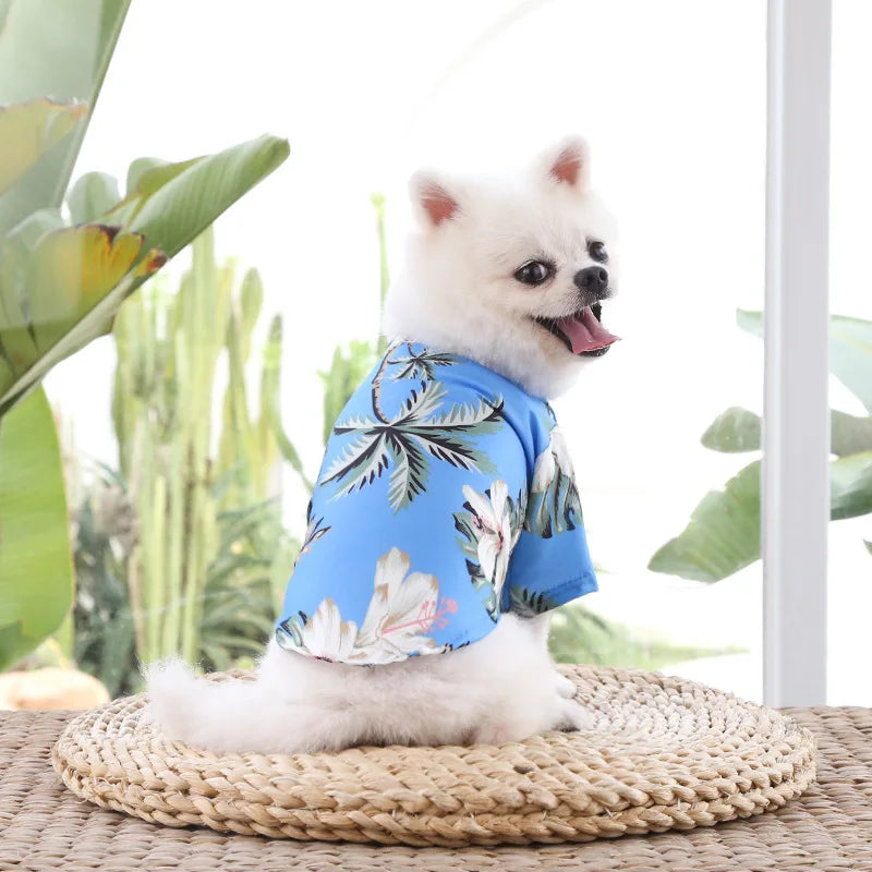 Hawaiian Beach Dog Shirt – Lightweight Summer Pet T-Shirt for Small & Medium Dogs