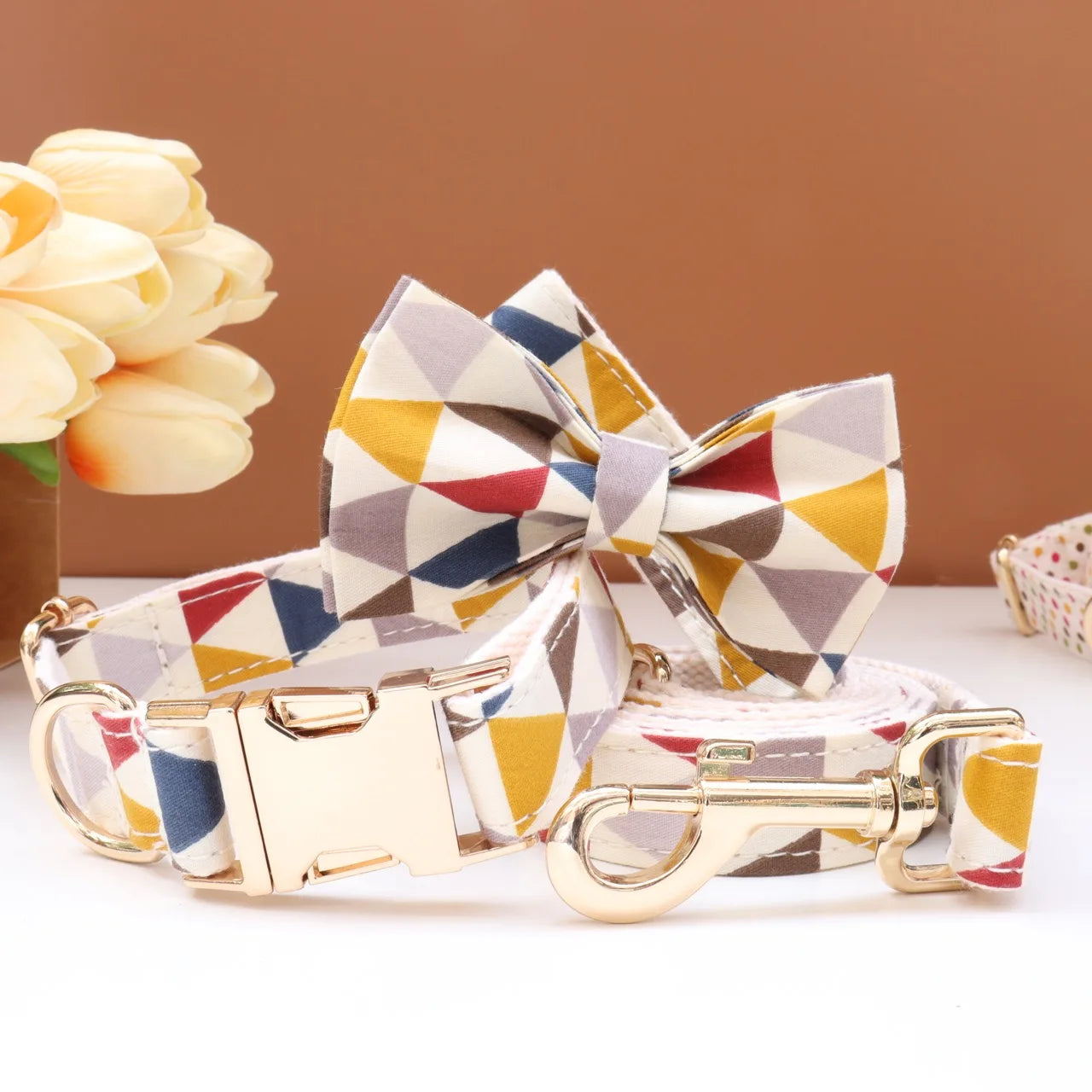 Personalized Dog Collar Bowtie Leash Set