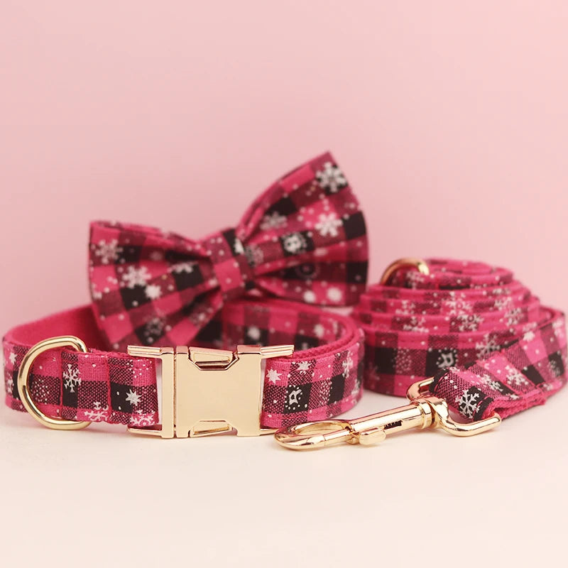 Christmas Personalized Dog Collar, Leash & Harness Set