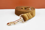 Light Coffee Color Velvet Personalized Dog Collar, Leash & Harness Set