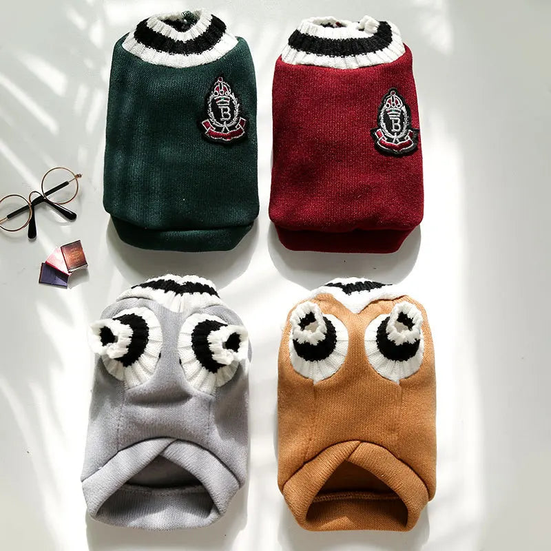 College Style Dog Sweater – Warm Winter Vest for Small & Medium Dogs