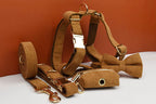 Caramel Corduroy Personalized Dog Collar, Leash & Harness Set
