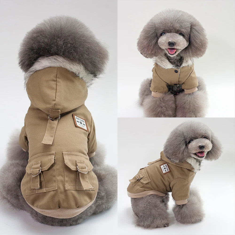 Cool Dog Leather Jacket – Warm Waterproof Winter Coat for Small & Medium Dogs