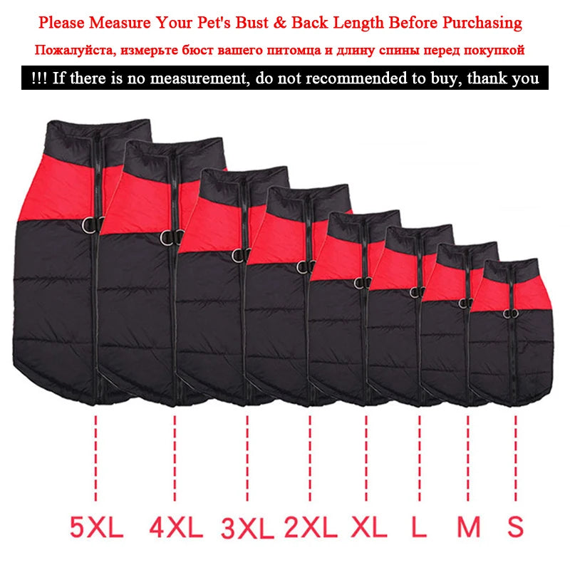 Waterproof Padded Dog Jacket – Warm Winter Vest for Small, Medium & Large Dogs