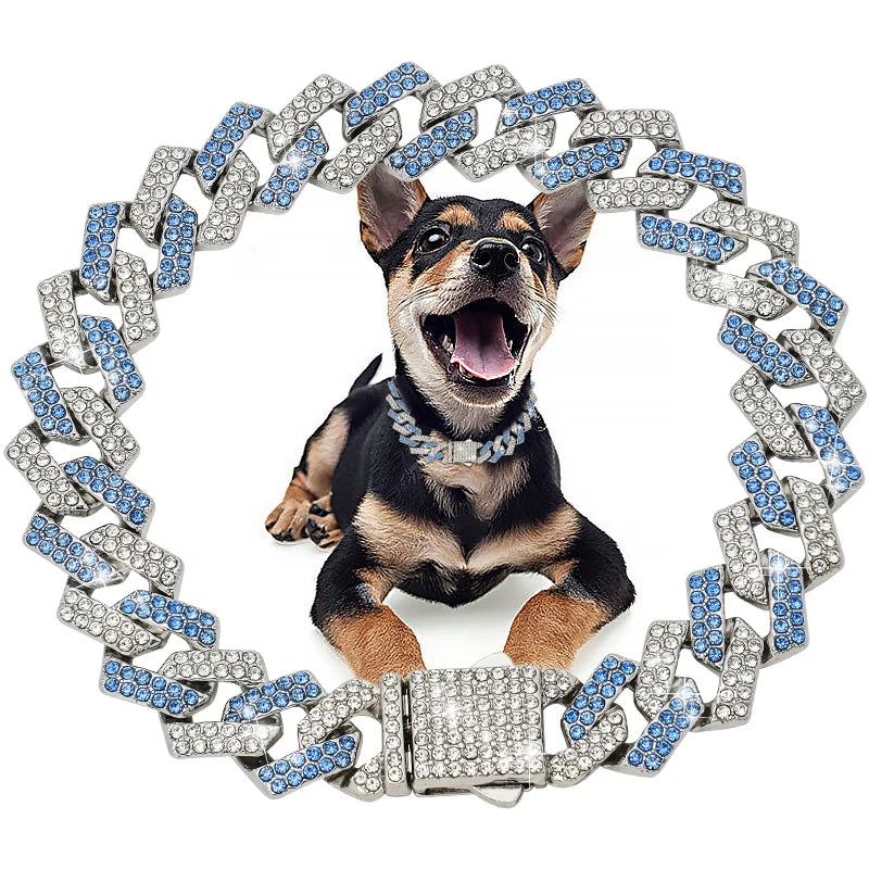 Diamond Cuban Chain Dog Collar – Luxury Pet Jewelry with Secure Buckle