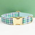 Multi Plaid Personalized Dog Bowtie Collar, Leash Set And Harness Set - Engravable Best Gift For Dog Lover