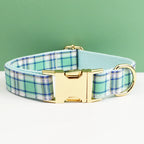 Multi Plaid Personalized Dog Bowtie Collar, Leash Set And Harness Set - Engravable Best Gift For Dog Lover